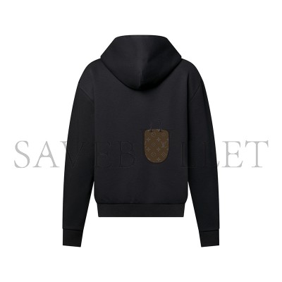 LOUIS VUITTON EMBROIDERED ZIPPED JERSEY HOODIE 1AGILT